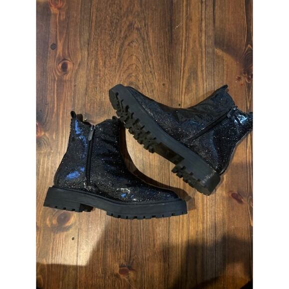 Sam Edelman Girls Boot Size 4 Chelsea Lagoona Glitter Black Lug Heel New - Picture 4 of 9